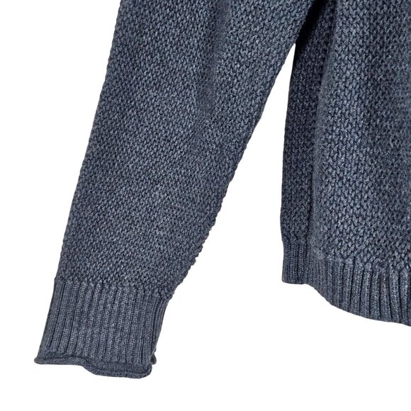 Wrap London Crewneck Pullover Sweater Women's Open Knit Boxy Blue Cotton 6/Small - Picture 4 of 9